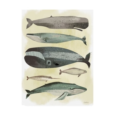 Pete Oswald 'Whales On Beige' Canvas Art,14x19